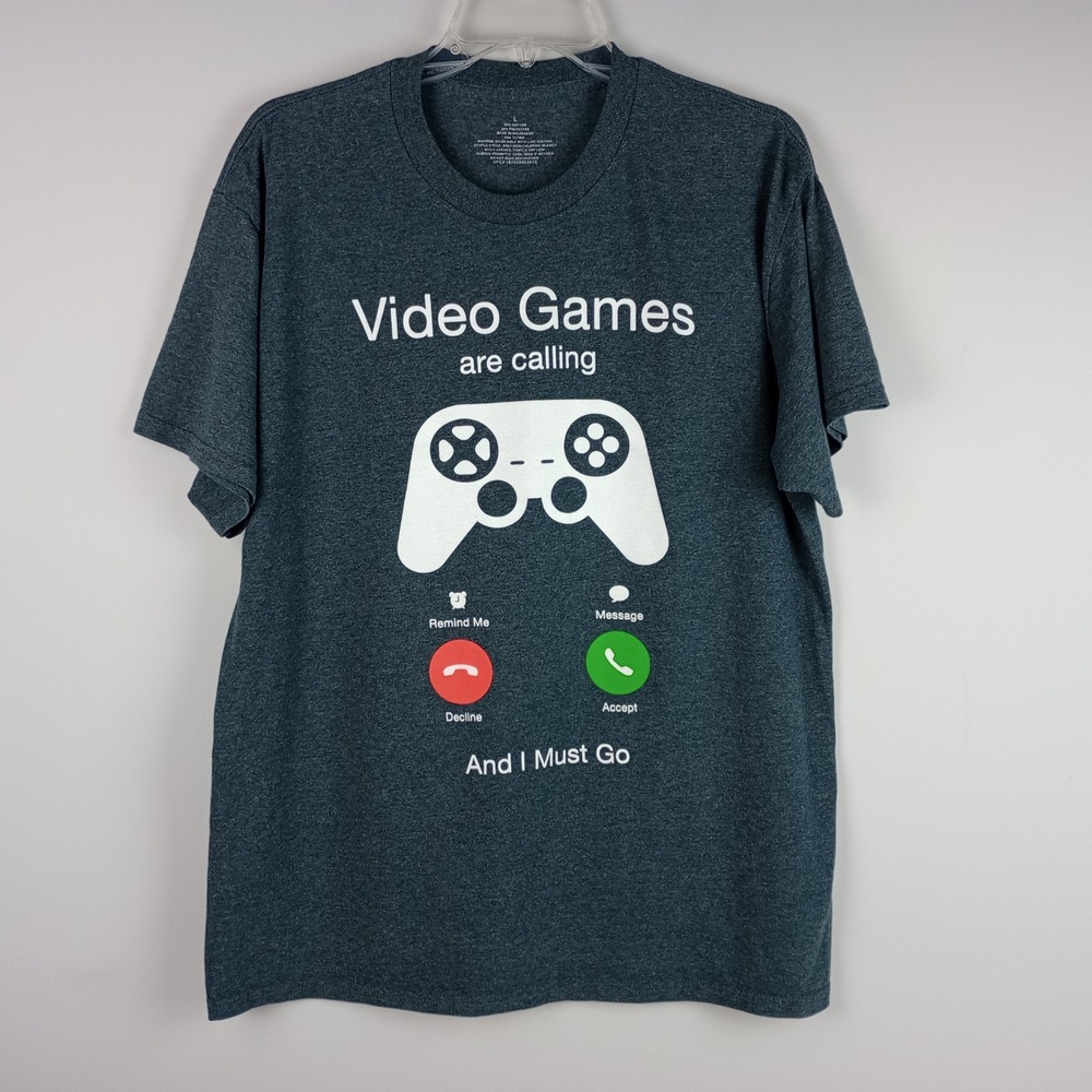Unbranded Mens L Gray Video Games Are Calling Controller Graphic Tee Shirt Gamer